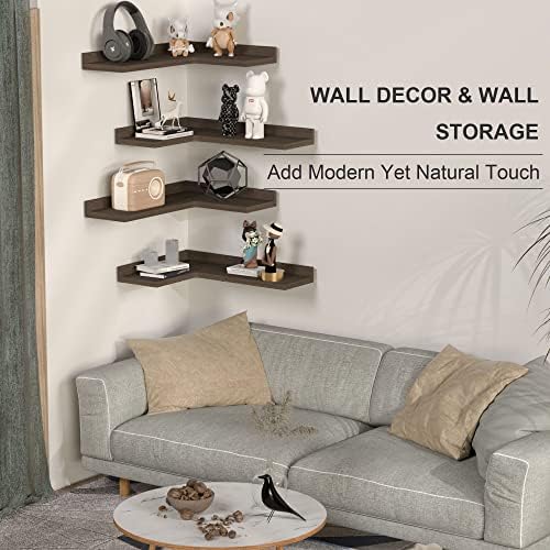 4 Tier Corner Floating Shelves Set of 4 Dark Brown