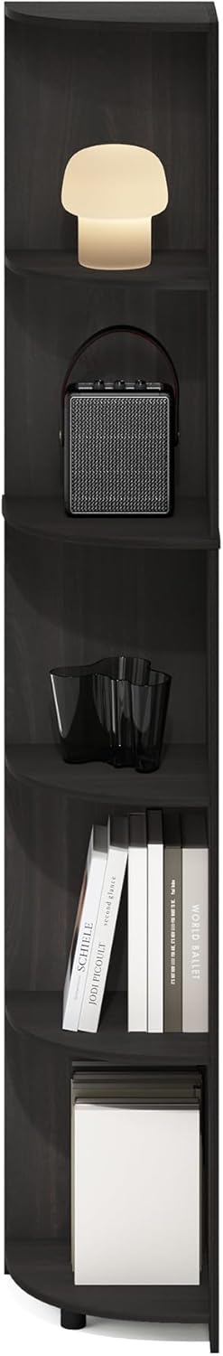 Furinno Econ 5-Tier Corner Bookcase with Espresso Finish