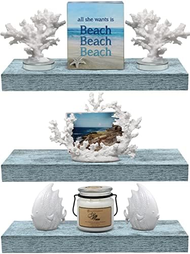 Sorbus Floating Shelves 3 Pack 16 Inch Blue Wall Shelves