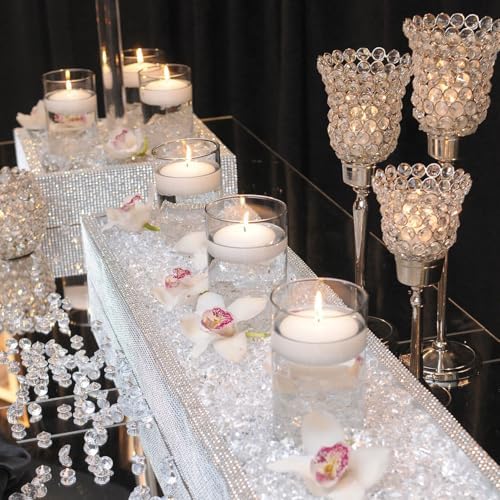 20 White Floating Candles 16 Glass Vases 400 Acrylic Ice Fillers Centerpiece Set