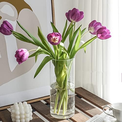 Esmiome Cylinder Vase Set 6Pcs Clear Glass Hurricane Candle Holder for Centerpieces