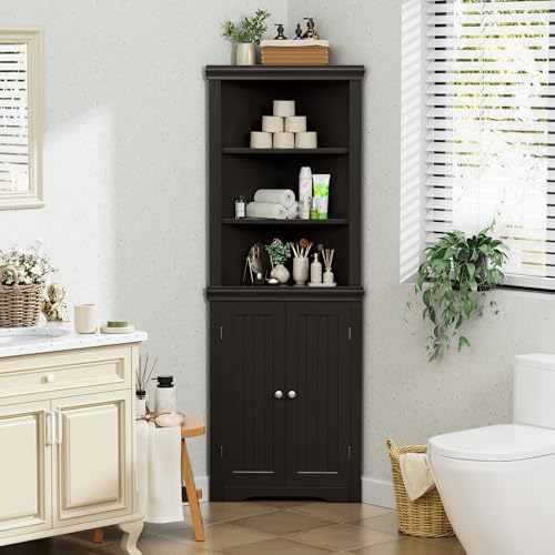 Flamaker Corner Cabinet with 2 Doors and 3 Shelves