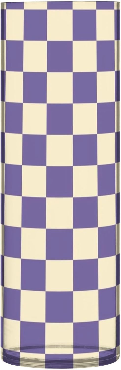 Purple and White Plaid Plastic Hurricane Candle Holder 118 x 39 Inch