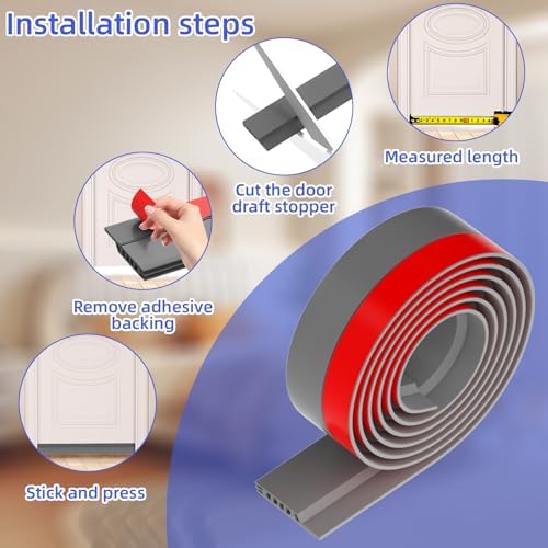Door Draft Stopper with Adjustable Silicone Seal 39 Inch Grey
