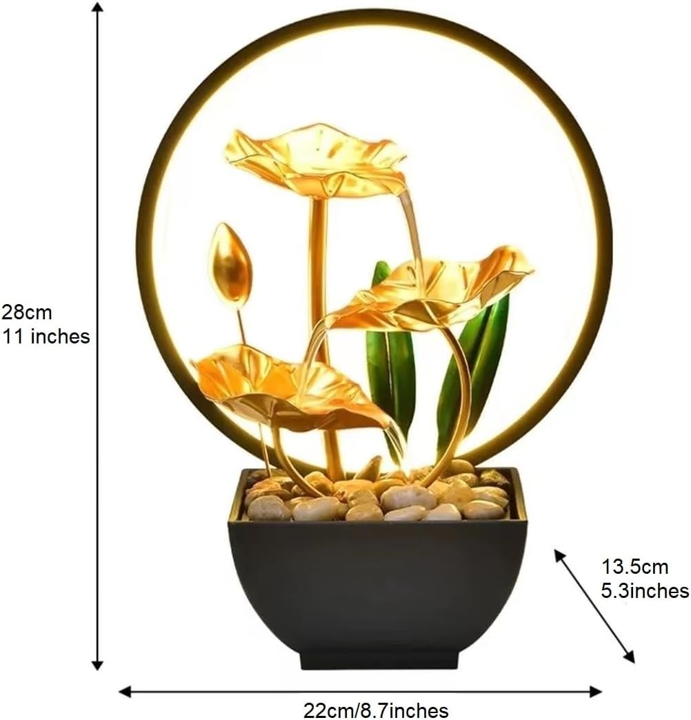 TiCin USB Powered Tabletop Fountain with LED Lights and Natural Rocks