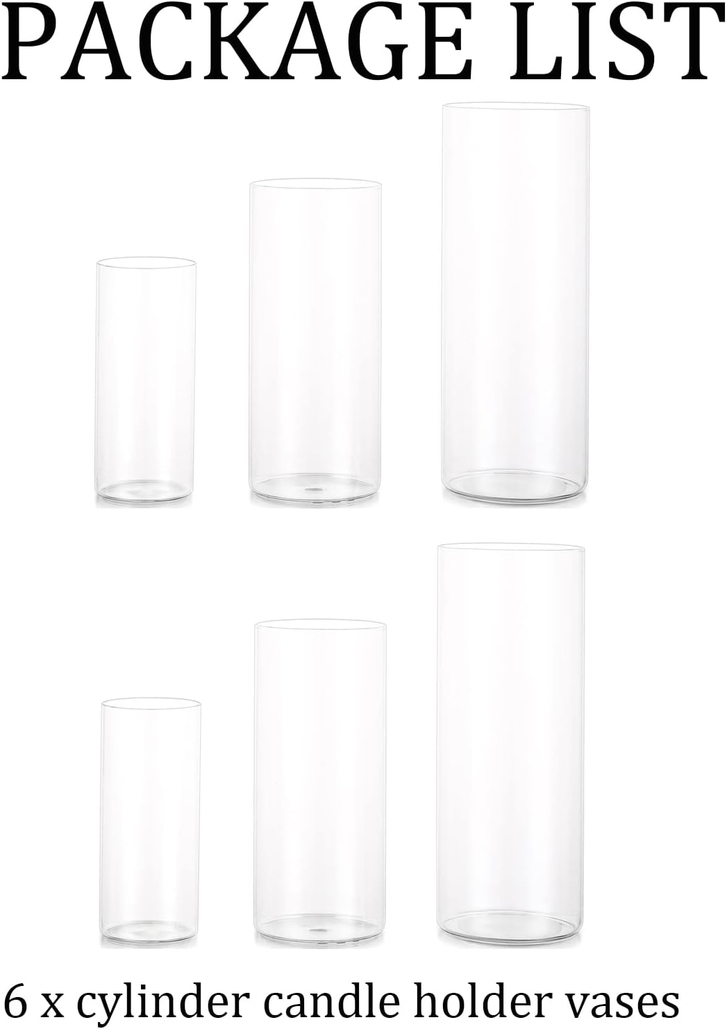 Esmiome Cylinder Vase Set 6Pcs Clear Glass Hurricane Candle Holder for Centerpieces