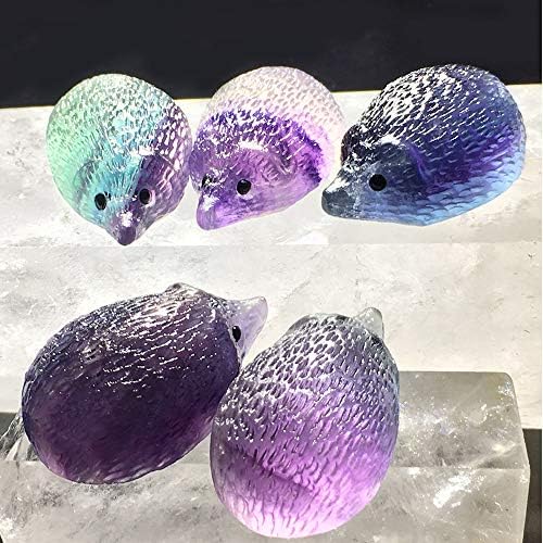 Wixine Natural Quartz Crystal Skull with Rainbow Fluorite Hedgehog Healing Stone