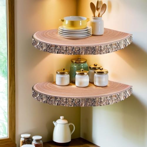 OriCre Large Corner Floating Wall Shelves 2Pcs