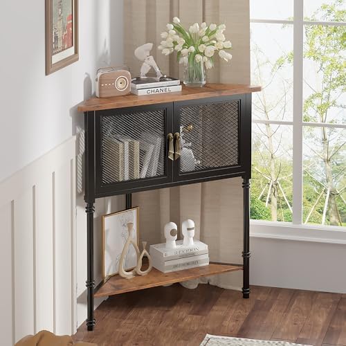 VECELO Corner Cabinet 3-Tier Storage Shelf