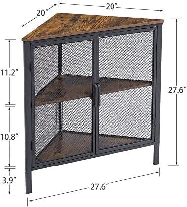 VECELO 3-Tier Corner Shelf Organizer Metal Frame Brown