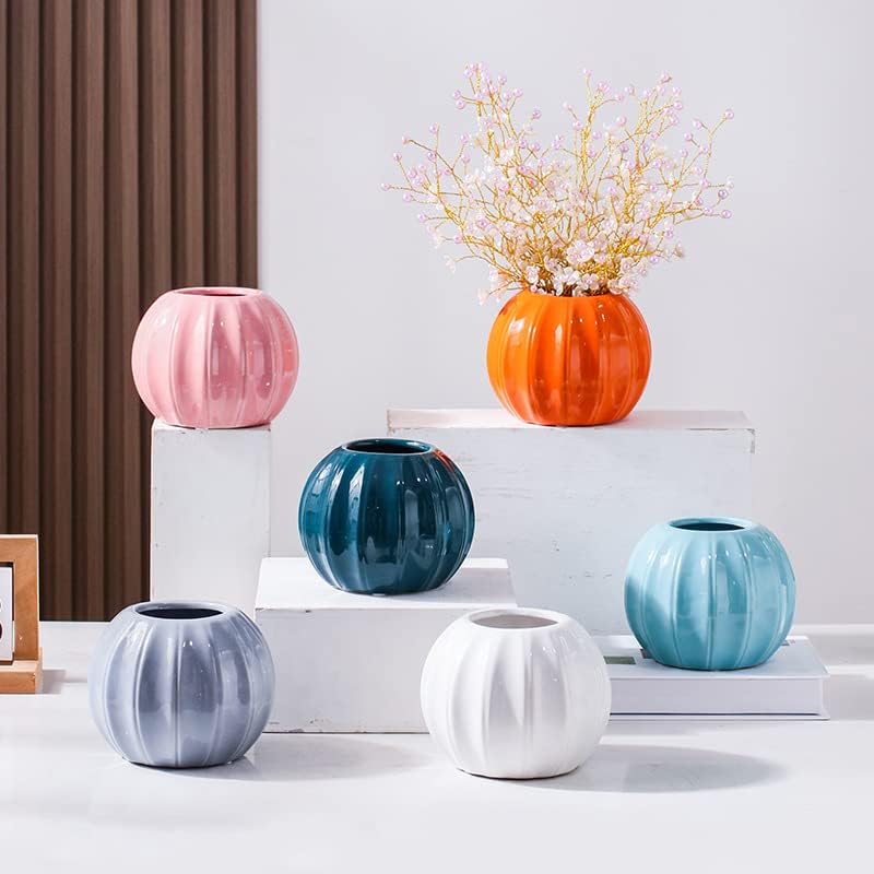 WAIT FLY Creative Pumpkin Shape Ceramic Vase Purple