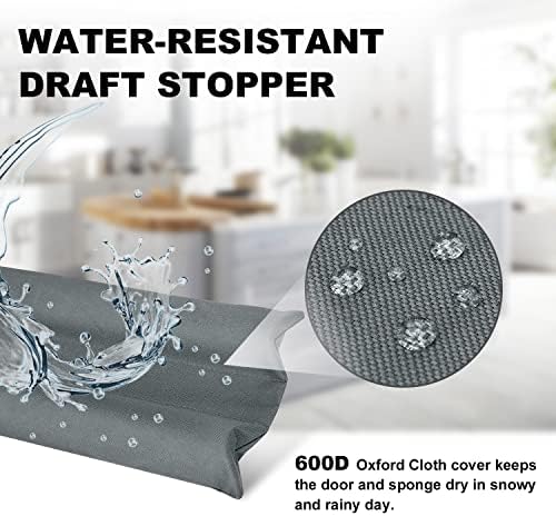 WEXHUG Waterproof Twin Door Draft Stopper Adjustable 30 to 36 Gray