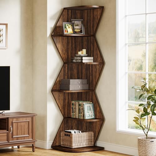 Tribesigns 5-Tier Corner Shelf Rustic Brown 715-Inch Tall