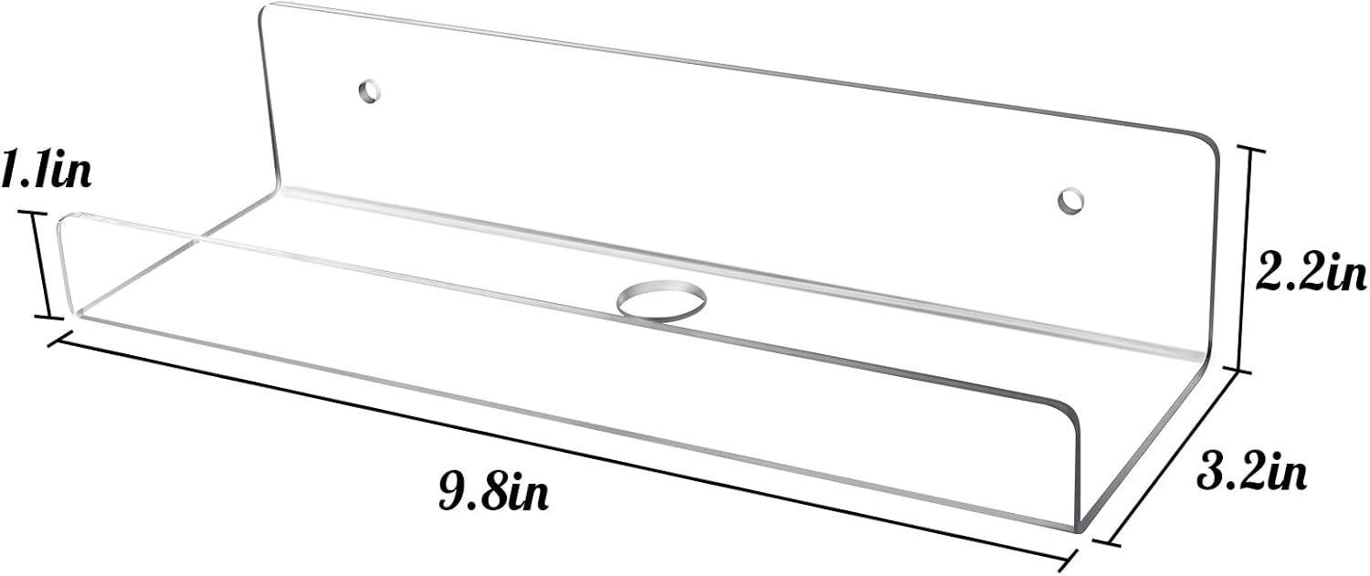 Mocoosy 2 Pack Clear Acrylic Floating Shelf 10 Inches