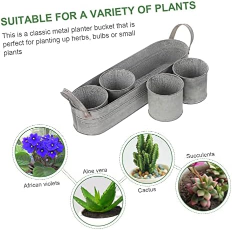 4pcs Iron Flower Pots with Tray Dried Flower Buckets Decorative