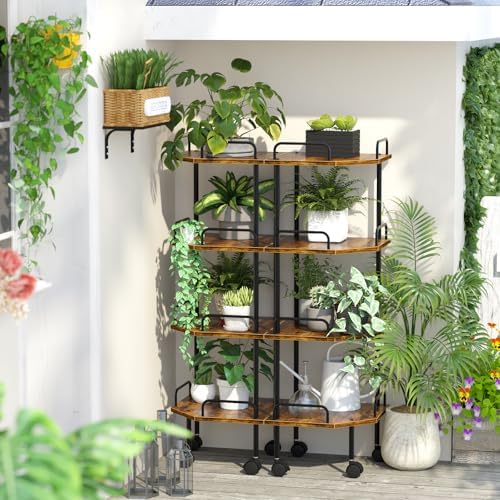 4-Tier Corner Shelf with Wheel for Home