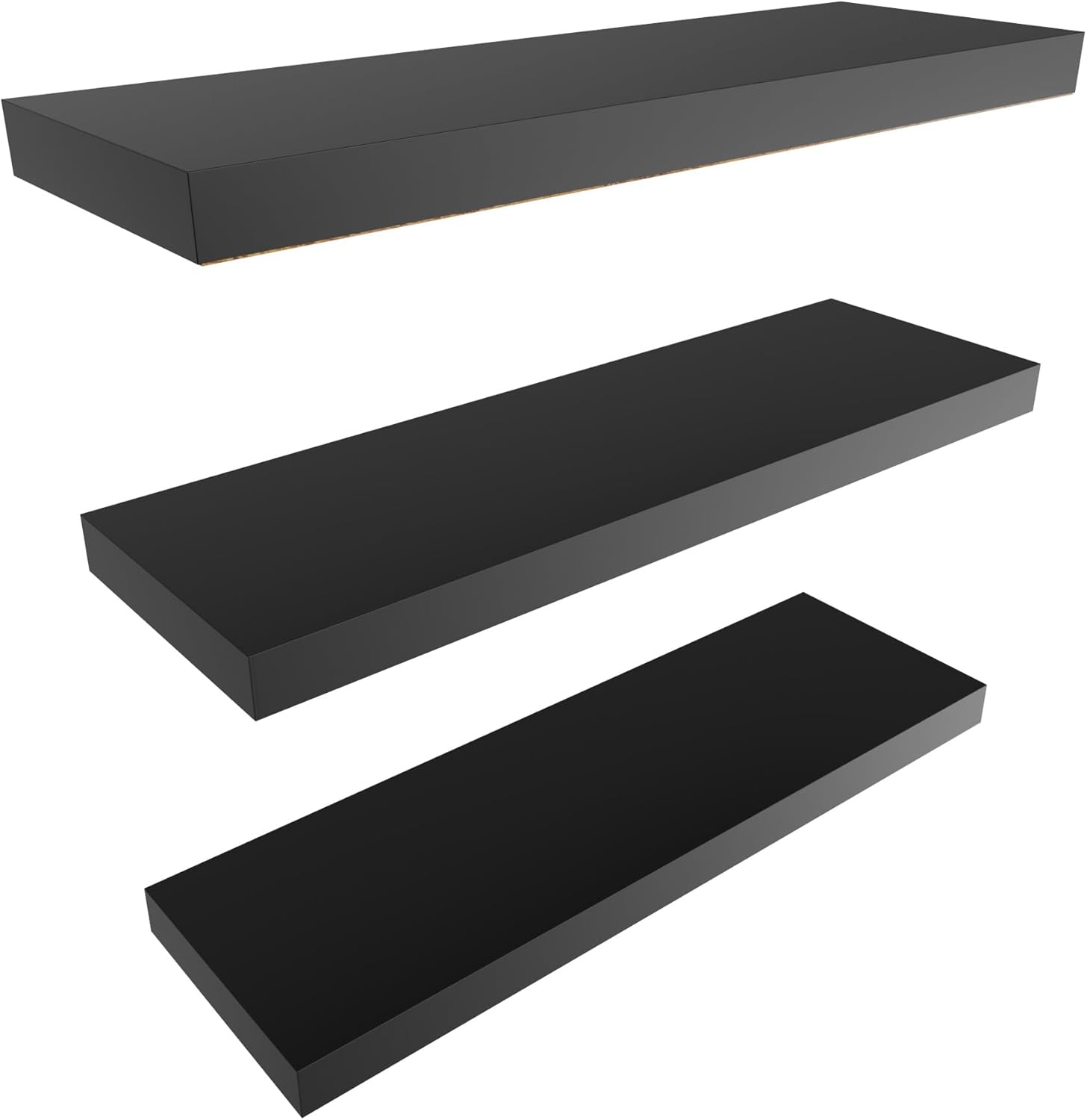 Colima Set of 3 Floating Wall Shelves Black Wood