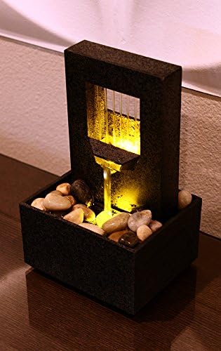 Natures Mark Raining Spout LED Water Fountain with River Rocks
