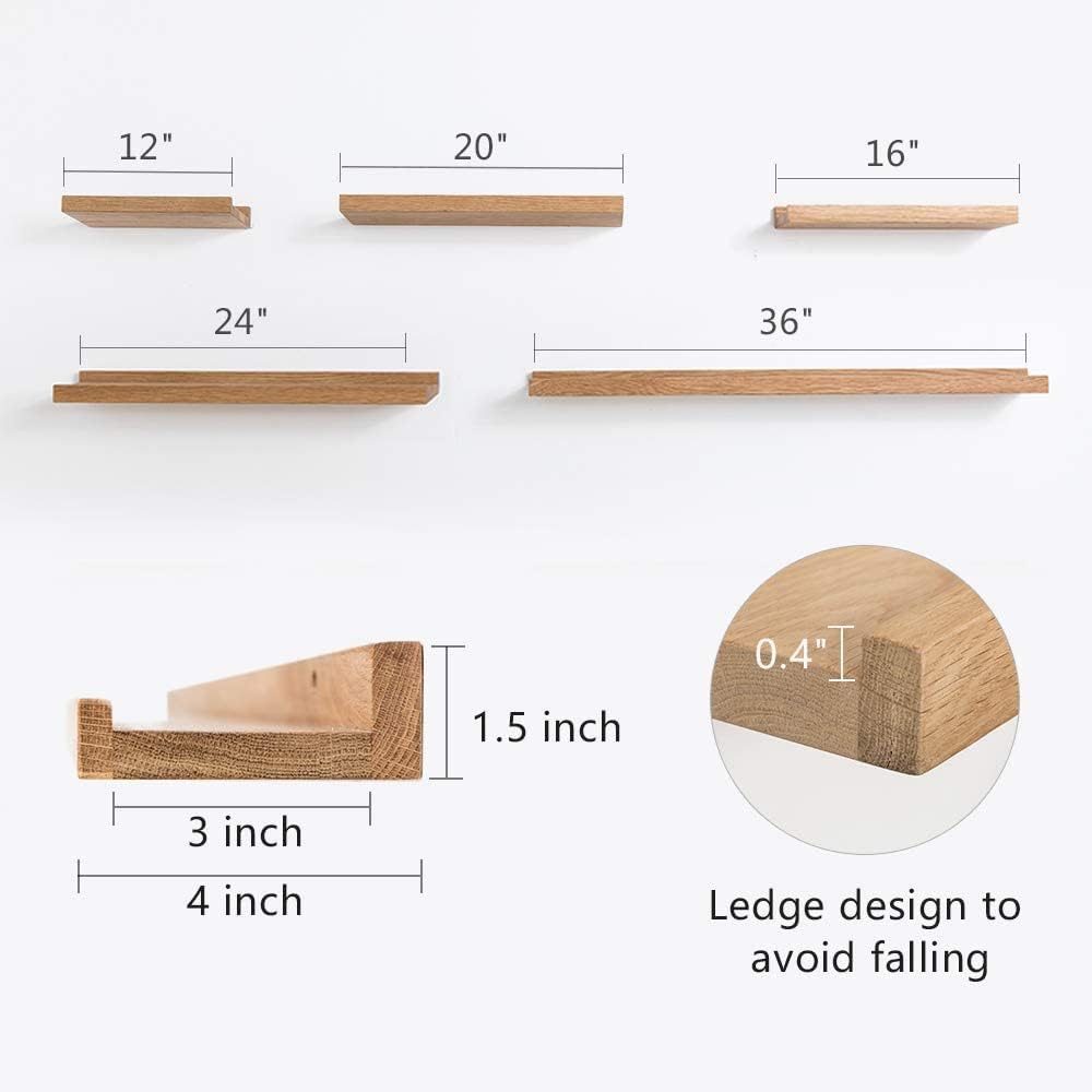 HOMWOO 12 Inch Floating Shelf Walnut Wood