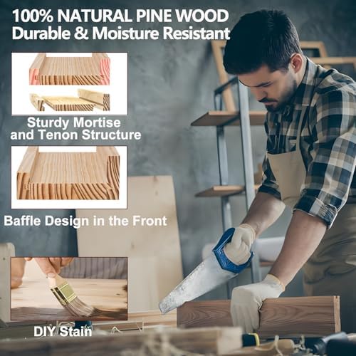 Wood Floating Shelves Set of 4 - 16 Inch Rustic Design