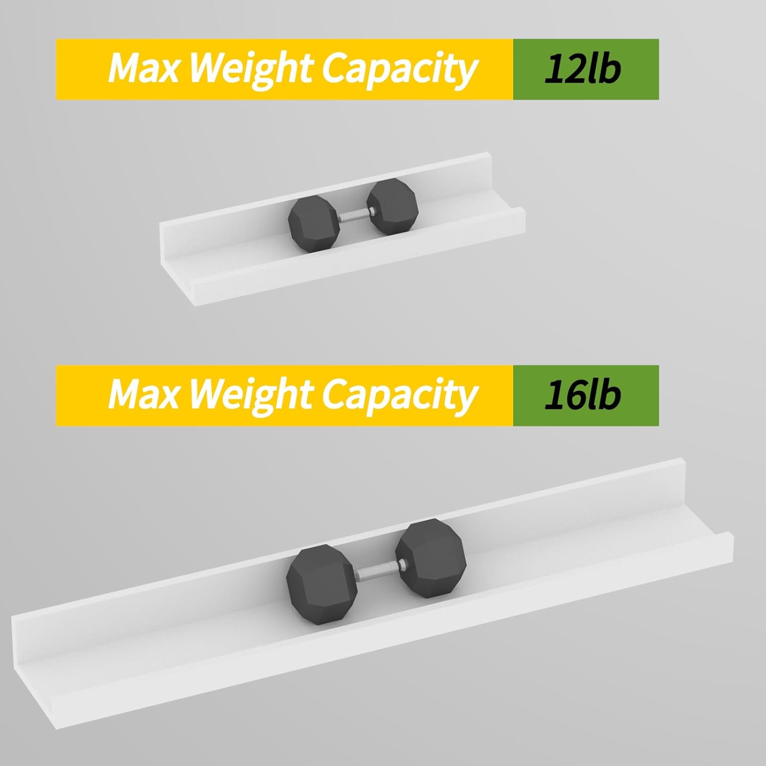 Lyeasw White Floating Shelves 24 Inch Set of 5