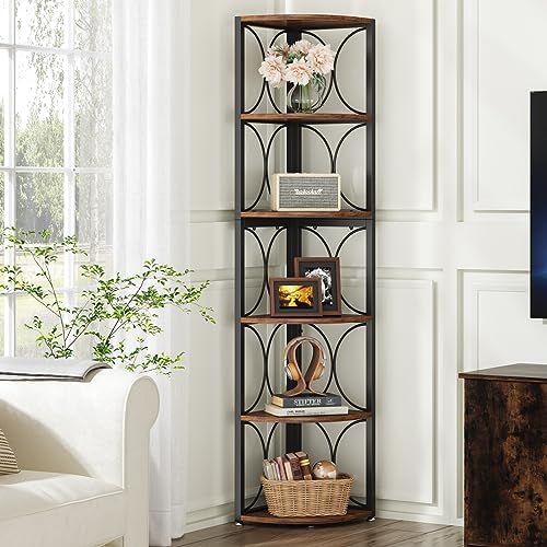 Tribesigns 67 Inch Tall Corner Shelf 6 Tier