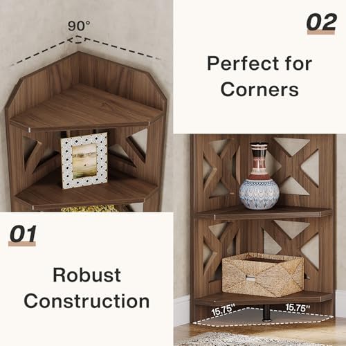 Tribesigns 708 Inch Corner Shelf 6 Tier Rustic Bookcase