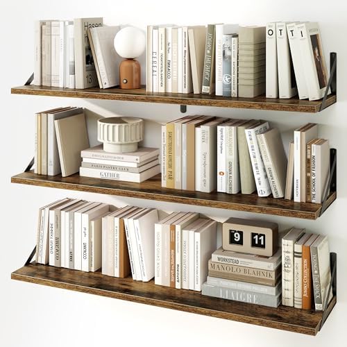 Fun Memories Set of 3 Floating Shelves Rustic Brown