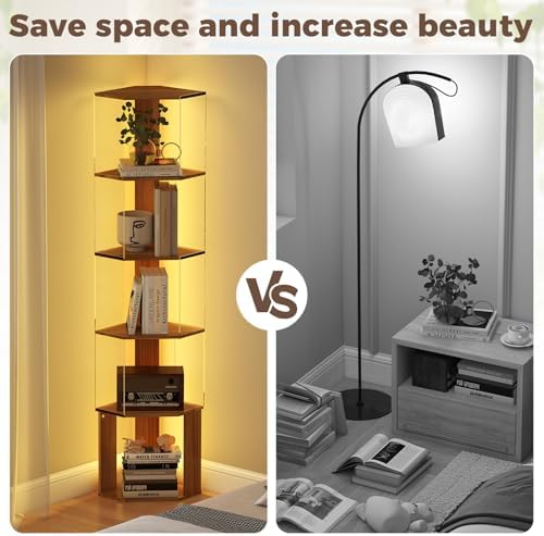 6 Tier Corner Shelf with Dimmable LED Light