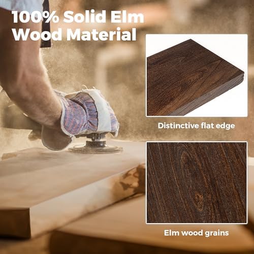 RICHFOCUS Elm Floating Shelves for Wall - Set of 2 Walnut