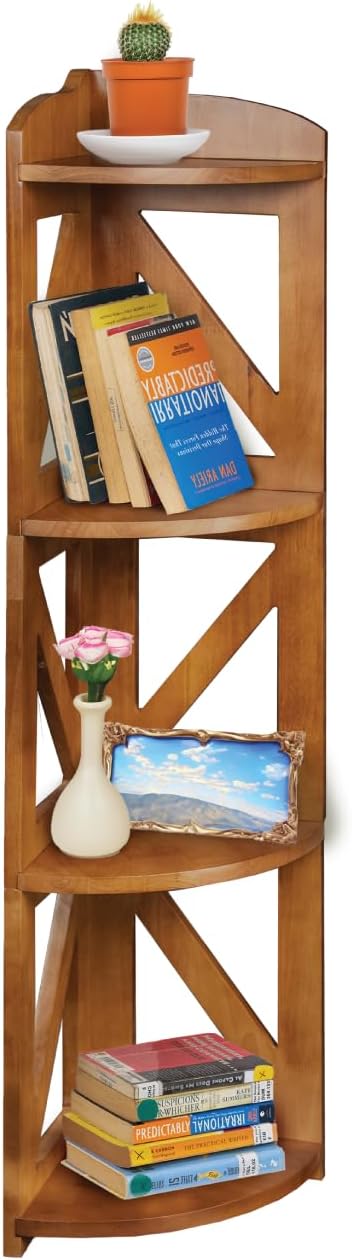 YCICI Corner Shelf Stand 4 Tier Natural Wood
