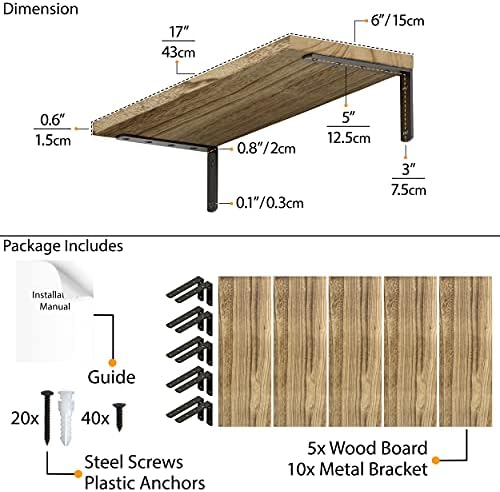 Wallniture Palma Floating Shelves Set of 5