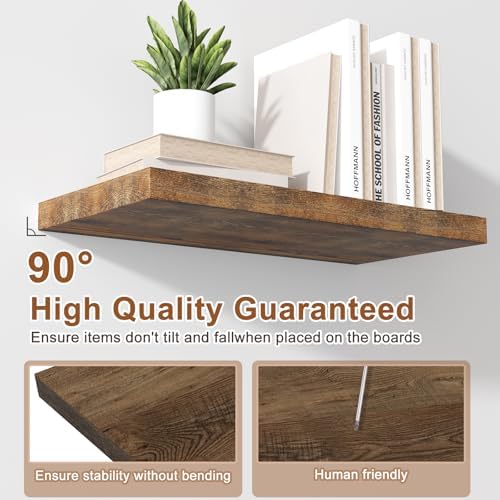 40 Inch Rustic Floating Shelf Large No Drilling