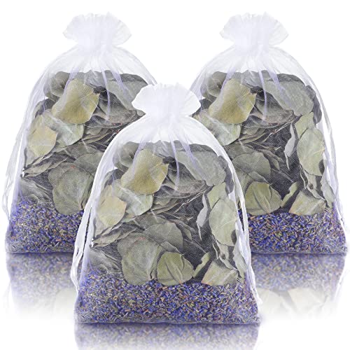 3 Pack Dried Eucalyptus Lavender Shower Sachets for Relaxation and Anxiety Relief