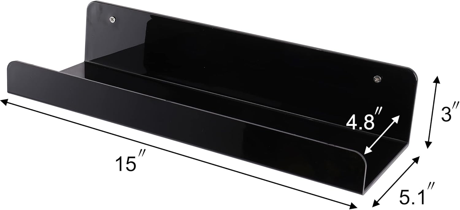 Sooyee 6 Pack Floating Shelves 15 Inch Acrylic Wall Mounted Bookshelf Display