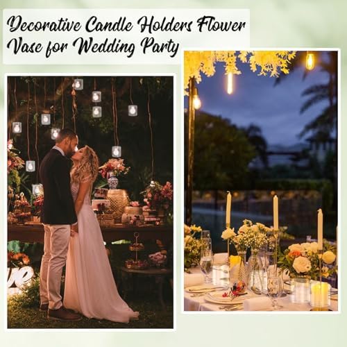 6pcs Clear Glass Cylinder Vases for Centerpieces and Floating Candles