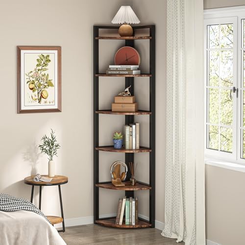 Tribesigns Corner Shelf with 6 Tiers and Metal Frame