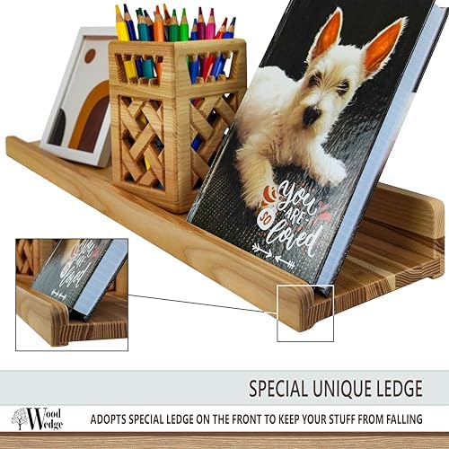 Wood Wedge Floating Shelves 16 Inch Set of 2