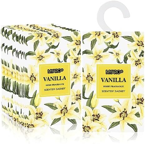 MYARO Vanilla Scented Sachets 12 Pack Drawer Closet Freshener