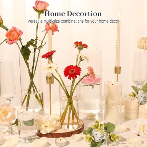 12 pcs Clear Cylinder Vases for Centerpieces