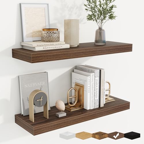 Fuqing 24 Inch Floating Shelves Set of 2 Walnut