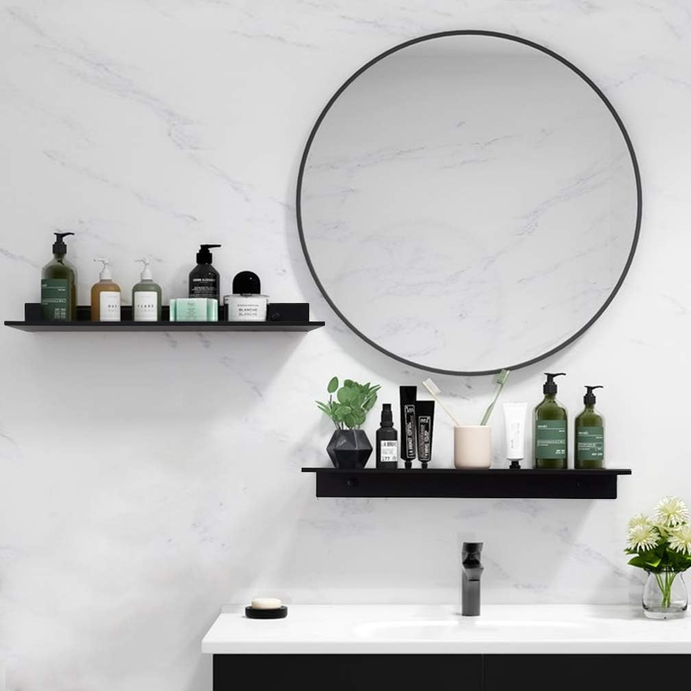 TLBTEK 2 Pcs 16inch Black Floating Shelves