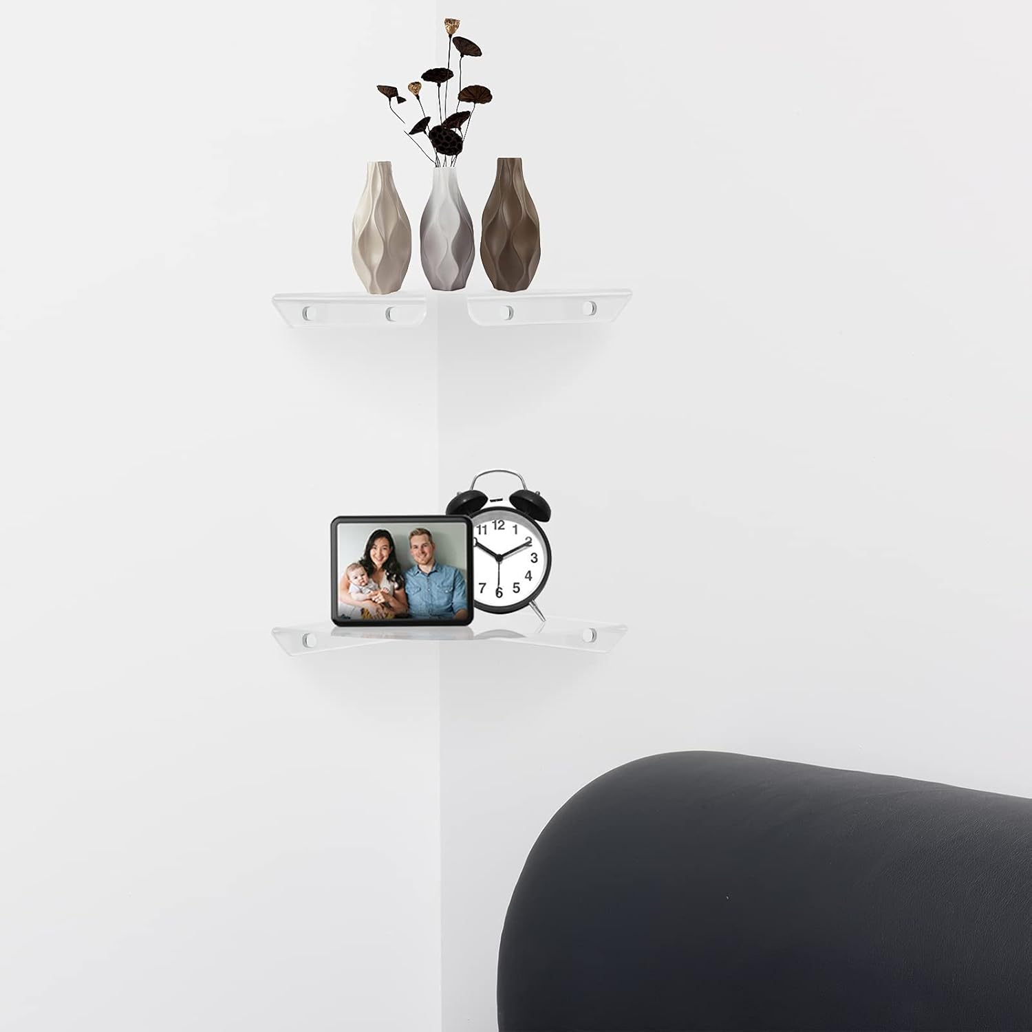 Cosmos Clear Floating Corner Shelves 2 Pcs Wall Mount Organizer