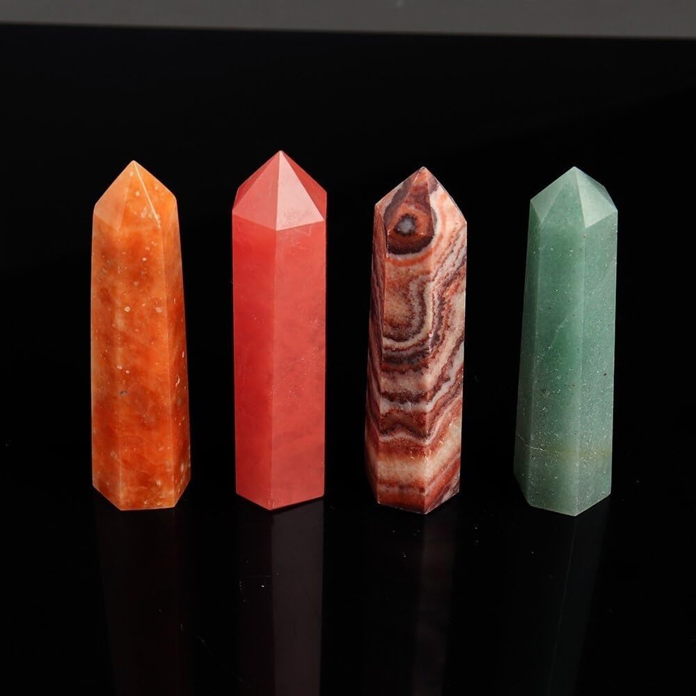 KatLin Green Zebra Stone Crystal Wand Home Decor Reiki Ornament