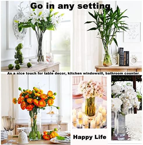 Esmiome Cylinder Vase Set 6Pcs Clear Glass Hurricane Candle Holder for Centerpieces