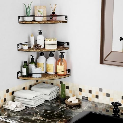 Oxendon Corner Floating Shelves Set of 3 Dark Brown