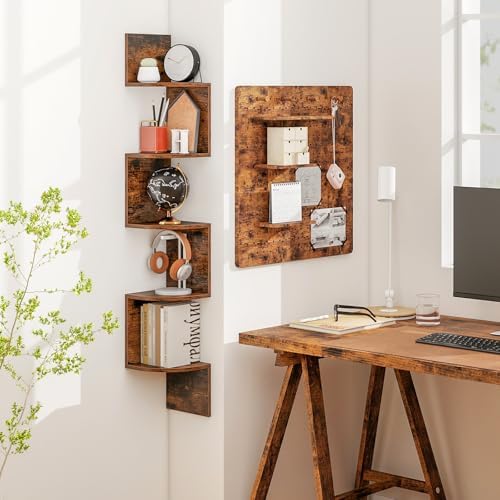 Tangkula 5-Tier Corner Shelf Wall Mount