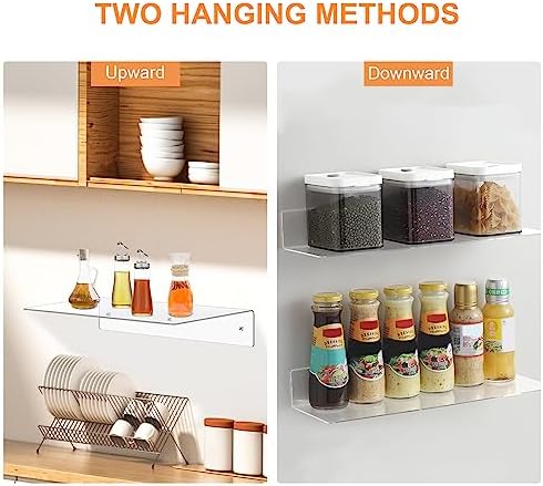 8Pcs Clear Acrylic Floating Shelves Wall Mounted