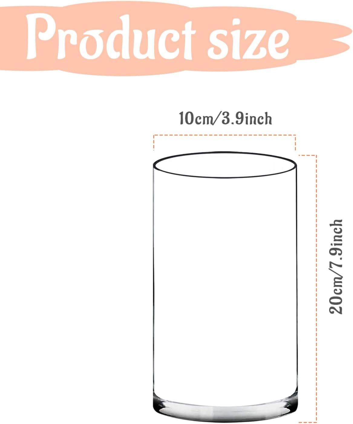 Clear Glass Cylinder Vase with 8 Height and 4 Diameter