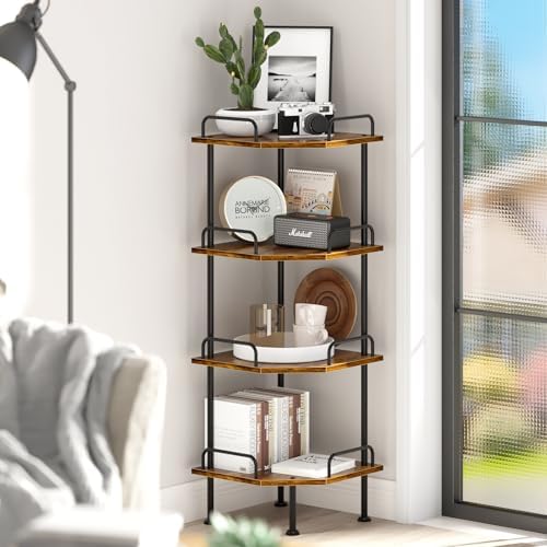 4-Tier Corner Shelf with Wheel for Home
